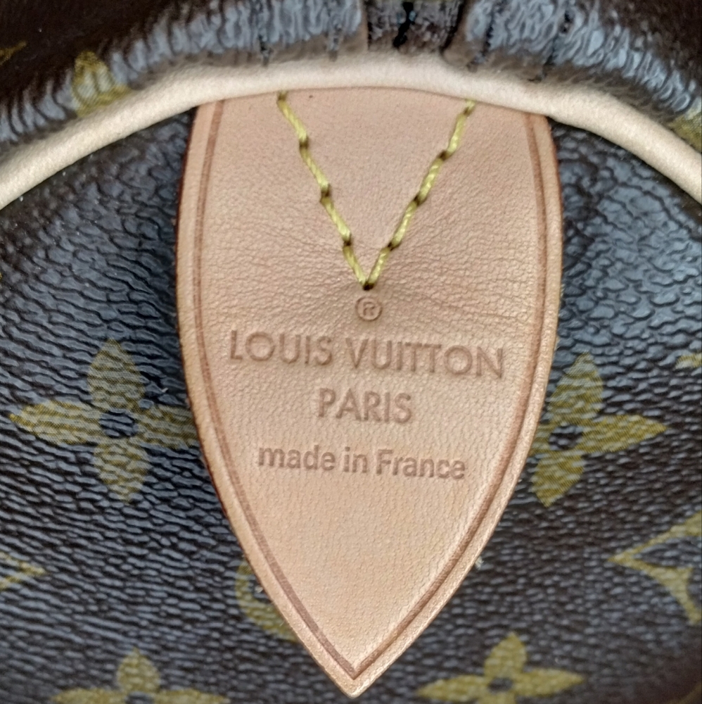 Classic Louis Vuitton Brown and Gold Monogram Speedy 35 Bag - Picture 5 of 14